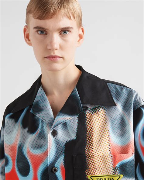 prada futuristic shirt|Black Timecapsule Printed Cotton Shirt .